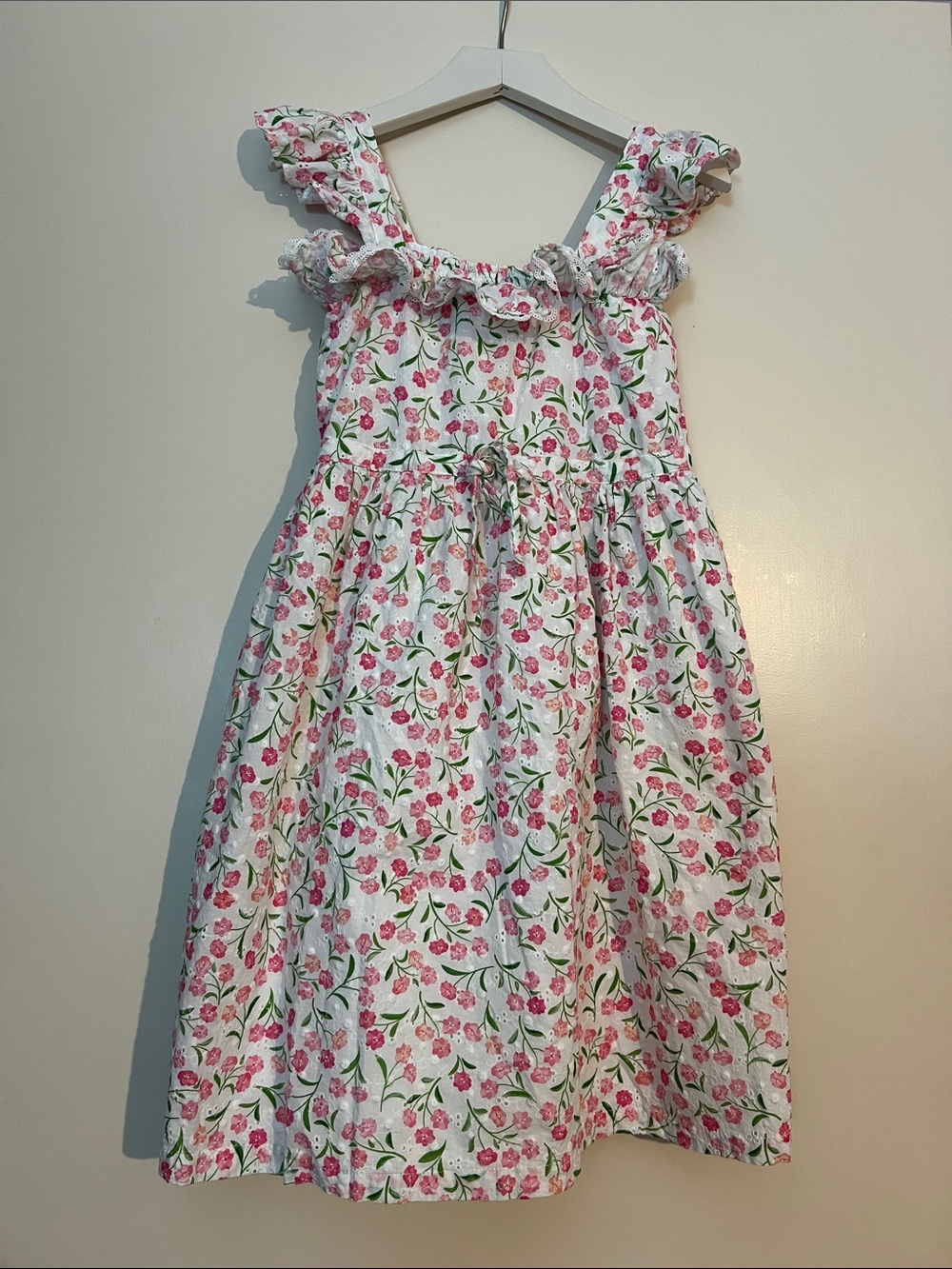 Peppermint White Dress with Pink Floral Print